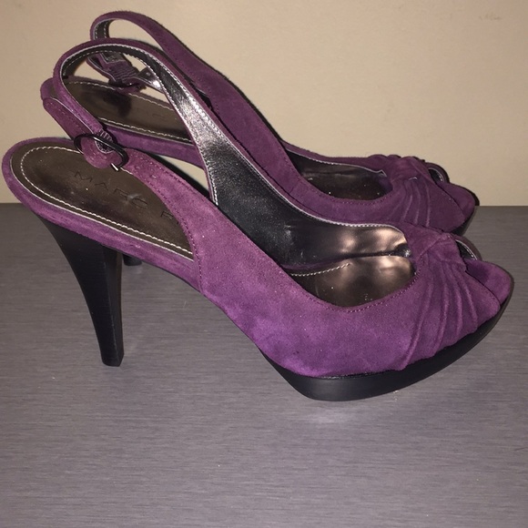 Marc Fisher Purple Suede Slingback Pumps - Picture 1 of 6